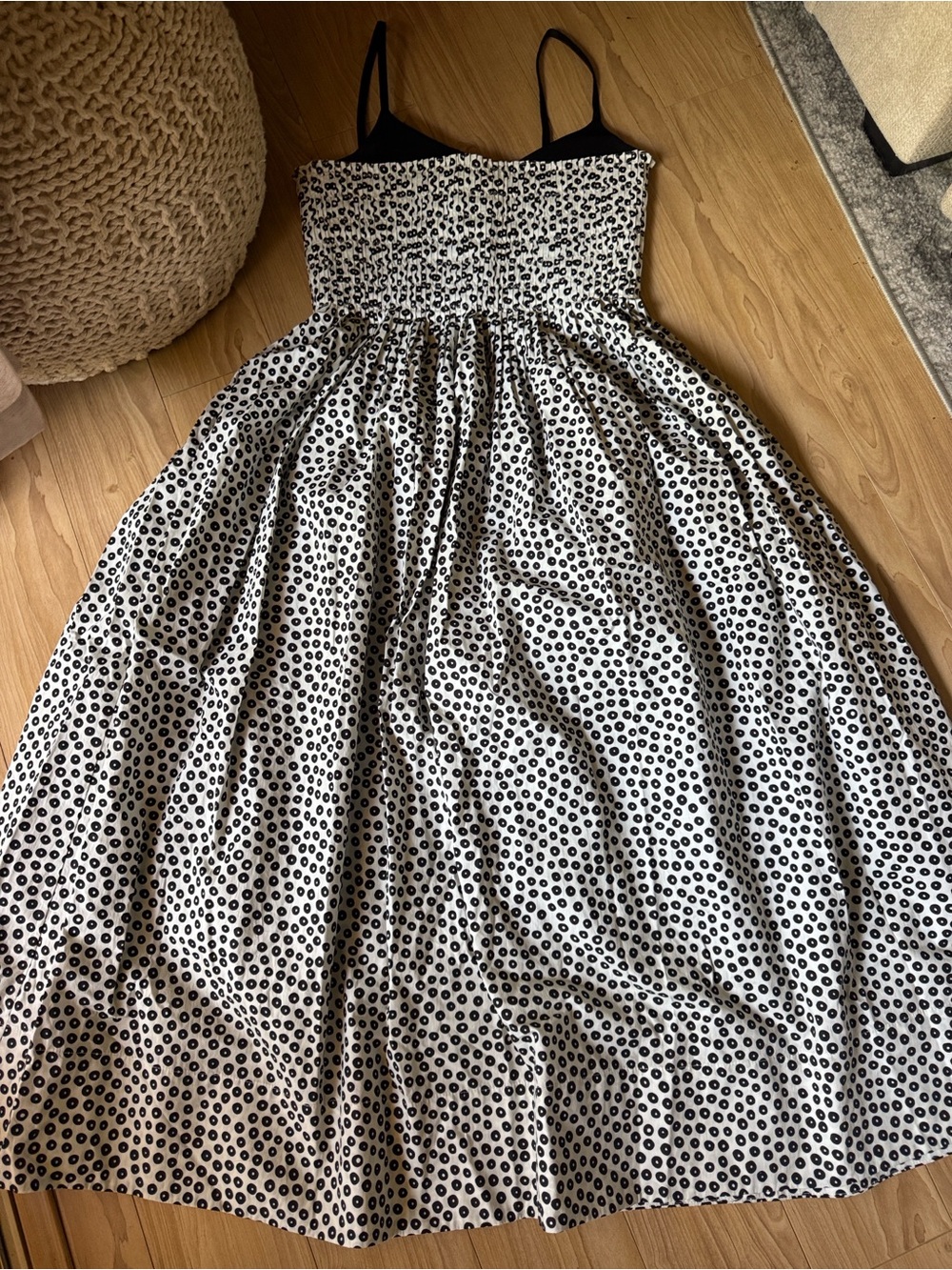 La Ligne Black and White Polka Dot Spaghetti-Strap Dress
